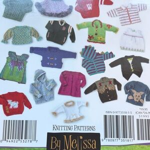 Melissa Kids Sweaters Knitting Pattern Book - size toddler to tots